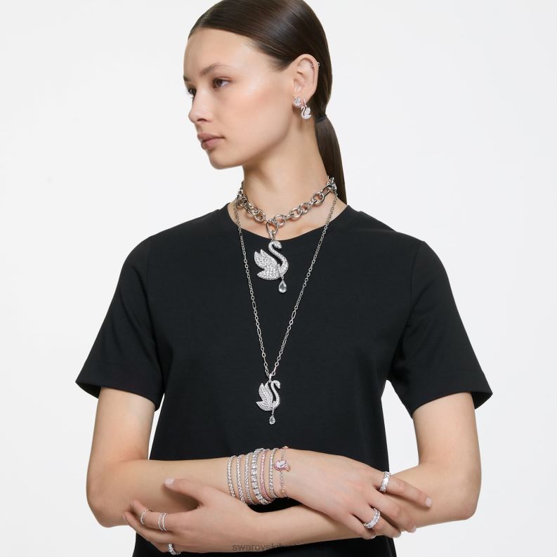 ikonický labutí choker labuť, biela, rhodiovaná B8ZNT363 Swarovski šperky