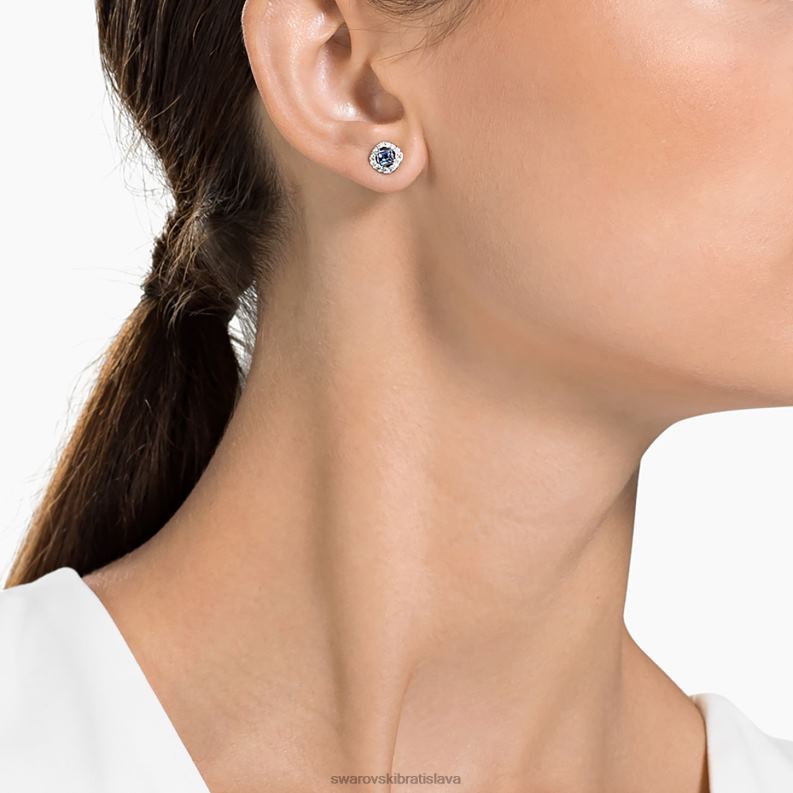 anjelské napichovacie náušnice štvorcový rez, modrá, rhodiovaná B8ZNT679 Swarovski šperky - Image 2