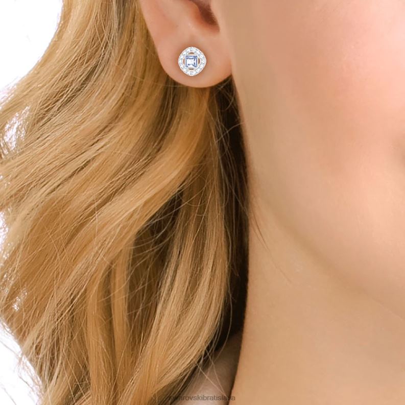 anjelské napichovacie náušnice štvorcový rez, modrá, rhodiovaná B8ZNT679 Swarovski šperky - Image 4