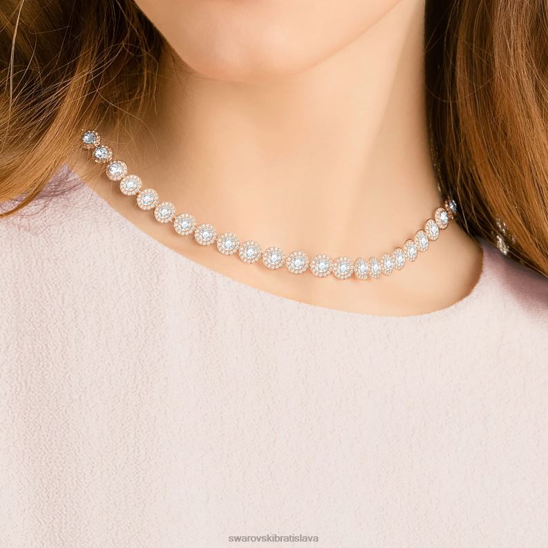 anjelsky náhrdelník okrúhly výbrus, biely, pozlátený ružovým zlatom B8ZNT10 Swarovski šperky - Image 2