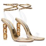aquazzura aura sandále jemný zlatý tón B8ZNT1506 Swarovski sandále