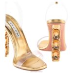 aquazzura aura sandále jemný zlatý tón B8ZNT1506 Swarovski sandále - Image 3