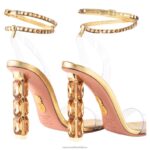 aquazzura aura sandále jemný zlatý tón B8ZNT1506 Swarovski sandále - Image 4