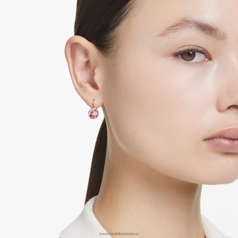 bella v visiace náušnice okrúhly strih, ružové, pozlátené ružovým zlatom B8ZNT761 Swarovski šperky - Image 2