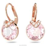bella v visiace náušnice okrúhly strih, ružové, pozlátené ružovým zlatom B8ZNT761 Swarovski šperky