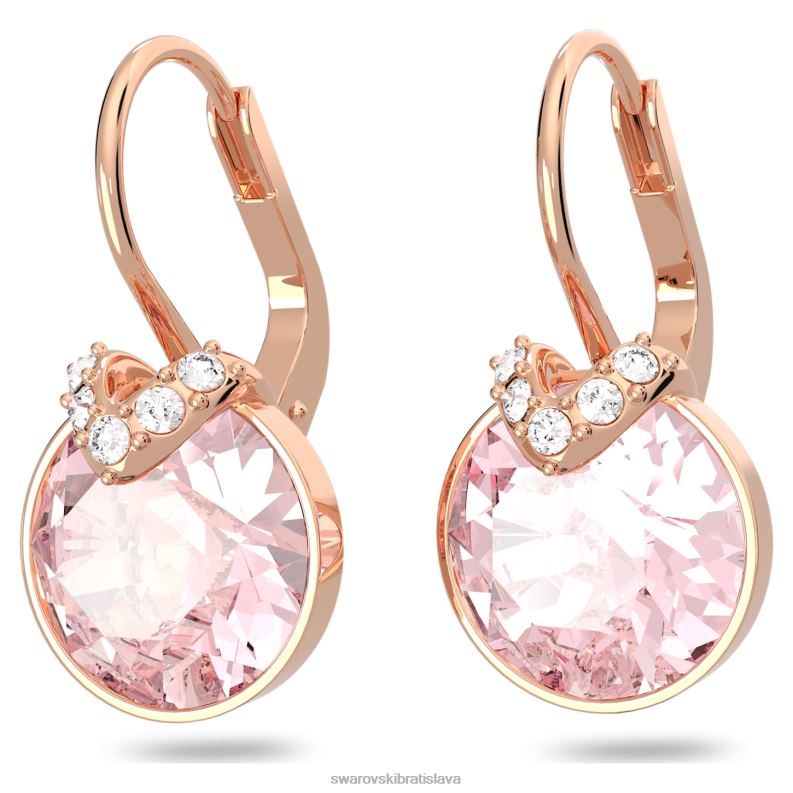bella v visiace náušnice okrúhly strih, ružové, pozlátené ružovým zlatom B8ZNT761 Swarovski šperky - Image 3