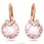 bella v visiace náušnice okrúhly strih, ružové, pozlátené ružovým zlatom B8ZNT761 Swarovski šperky - Image 4