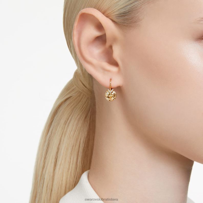 bella v visiace náušnice okrúhly strih, zlatý tón, pozlátený B8ZNT778 Swarovski šperky - Image 2