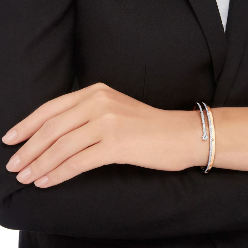 čerstvý náramok okrúhly výbrus, biely, pozlátený ružovým zlatom B8ZNT623 Swarovski šperky - Image 2