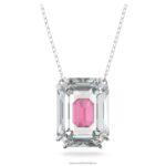 chroma náhrdelník osemhranný výbrus, ružový, rhodiovaný B8ZNT116 Swarovski šperky