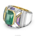 chrómový koktailový prsteň zelená, pozlátená B8ZNT1074 Swarovski šperky