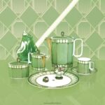 cukornička signum porcelán, zelená B8ZNT1725 Swarovski dekorácie - Image 2
