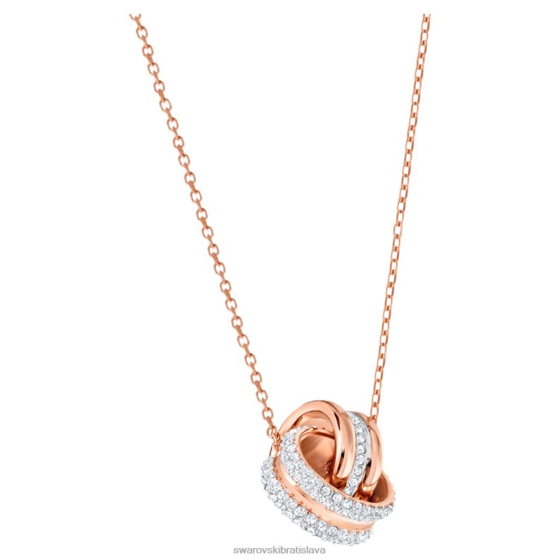 ďalej prívesok dlažba, prepletené kruhy, biele, pozlátené ružovým zlatom B8ZNT189 Swarovski šperky - Image 3