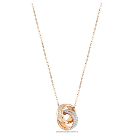 ďalej prívesok dlažba, prepletené kruhy, biele, pozlátené ružovým zlatom B8ZNT189 Swarovski šperky