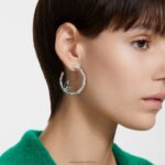 delliové kruhové náušnice bambus, zelený, rhodiovaný B8ZNT929 Swarovski šperky - Image 2