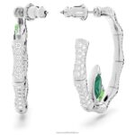delliové kruhové náušnice bambus, zelený, rhodiovaný B8ZNT929 Swarovski šperky - Image 4