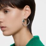 delliové kruhové náušnice bambus, zelený, rhodiovaný B8ZNT929 Swarovski šperky - Image 5
