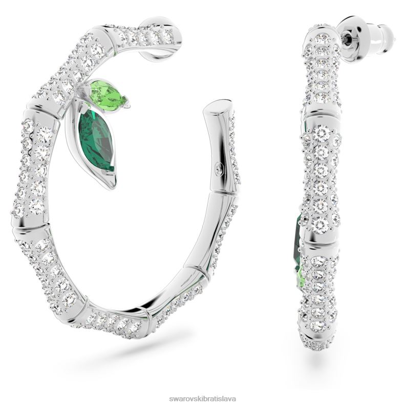 delliove_kruhove_nausnice_bambus_zeleny_rhodiovany_b8znt929_swarovski_sperky.jpg delliové kruhové náušnice bambus, zelený, rhodiovaný B8ZNT929 Swarovski šperky - Image 1