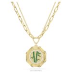 delliový náhrdelník bambus, zelený, pozlátený B8ZNT122 Swarovski šperky