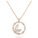 delliový náhrdelník okrúhly tvar, bambus, biela, pozlátené ružovým zlatom B8ZNT96 Swarovski šperky
