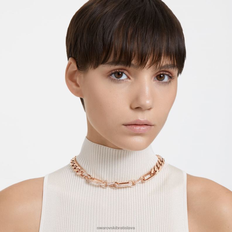 dextera náhrdelník statement, zmiešané odkazy, biele, pozlátené ružovým zlatom B8ZNT44 Swarovski šperky - Image 2