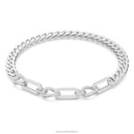 dextera náhrdelník vyhlásenie, zmiešané odkazy, biele, rhodiované B8ZNT37 Swarovski šperky