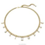 dextera náhrdelník zmiešané strihy, biele, pozlátené B8ZNT110 Swarovski šperky