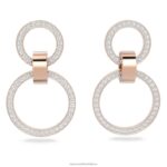 duté kruhové náušnice biele, pozlátené ružovým zlatom B8ZNT891 Swarovski šperky