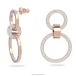 duté kruhové náušnice biele, pozlátené ružovým zlatom B8ZNT891 Swarovski šperky - Image 3