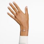 dutý náramok zámková slučka, biela, pozlátená ružovým zlatom B8ZNT427 Swarovski šperky - Image 2