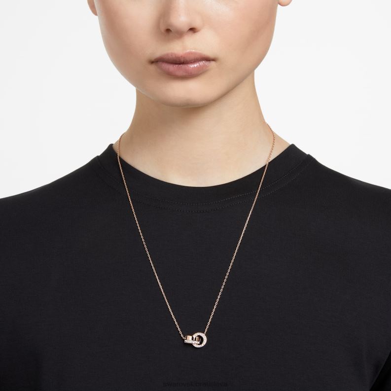 dutý prívesok zámková slučka, biela, pozlátená ružovým zlatom B8ZNT215 Swarovski šperky - Image 2