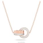 dutý prívesok zámková slučka, biela, pozlátená ružovým zlatom B8ZNT215 Swarovski šperky