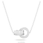 dutý prívesok zámková slučka, biela, rhodiovaná B8ZNT209 Swarovski šperky