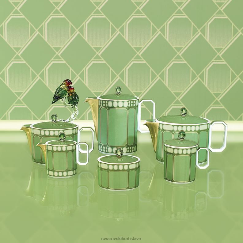 džbán na smotanu signum porcelán, zelená B8ZNT1727 Swarovski dekorácie - Image 2