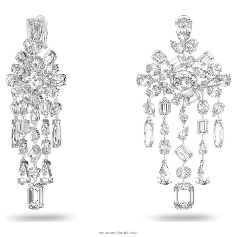 gema klipsové náušnice zmiešané rezy, luster, biely, rhodiovaný B8ZNT941 Swarovski šperky - Image 3