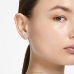 gema napichovacie náušnice zmiešané rezy, kvet, biela, rhodiované B8ZNT722 Swarovski šperky - Image 2