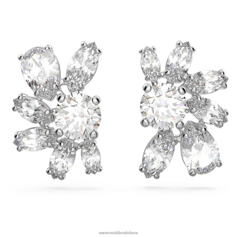 gema napichovacie náušnice zmiešané rezy, kvet, biela, rhodiované B8ZNT722 Swarovski šperky - Image 1
