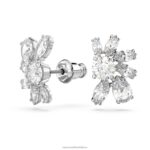 gema napichovacie náušnice zmiešané rezy, kvet, biela, rhodiované B8ZNT749 Swarovski šperky - Image 3