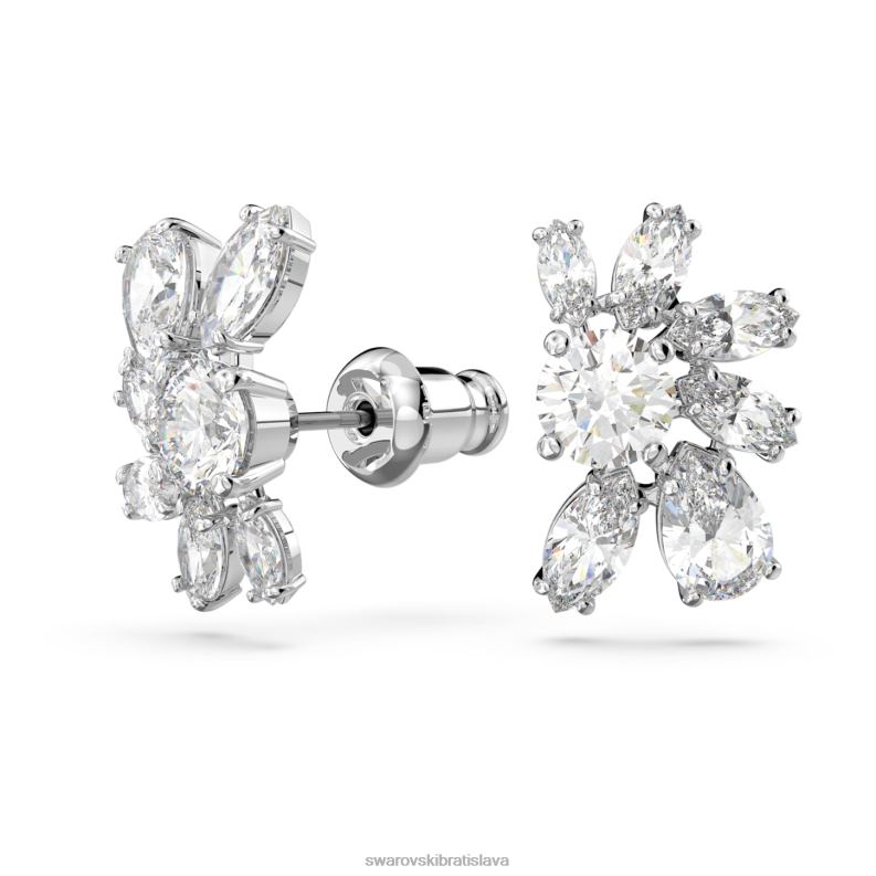 gema napichovacie náušnice zmiešané rezy, kvet, biela, rhodiované B8ZNT749 Swarovski šperky - Image 3