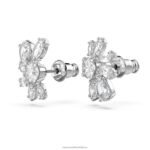 gema napichovacie náušnice zmiešané rezy, kvet, biela, rhodiované B8ZNT749 Swarovski šperky - Image 4