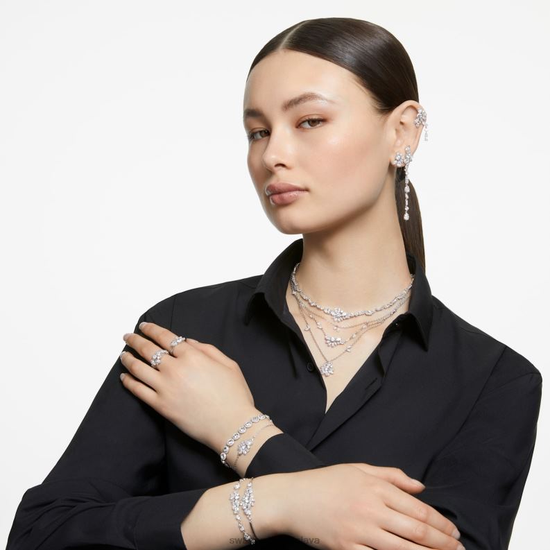 gema napichovacie náušnice zmiešané rezy, kvet, biela, rhodiované B8ZNT749 Swarovski šperky - Image 5