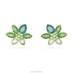 gema napichovacie náušnice zmiešané strihy, kvetinové, zelené, pozlátené B8ZNT745 Swarovski šperky