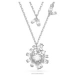gema vrstvený náhrdelník zmiešané rezy, kvet, biela, rhodiované B8ZNT117 Swarovski šperky