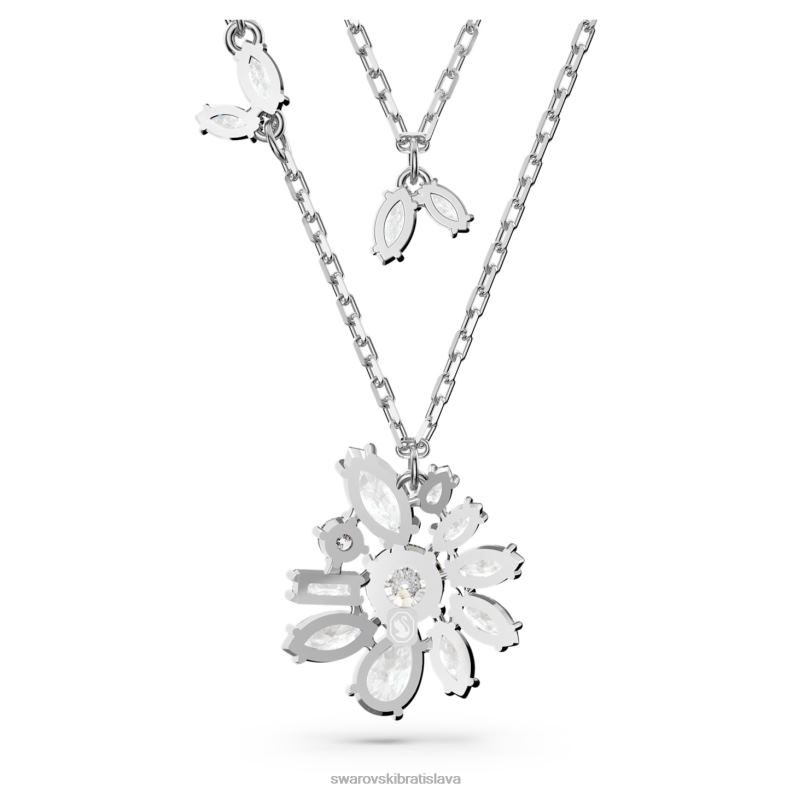 gema vrstvený náhrdelník zmiešané rezy, kvet, biela, rhodiované B8ZNT117 Swarovski šperky - Image 5