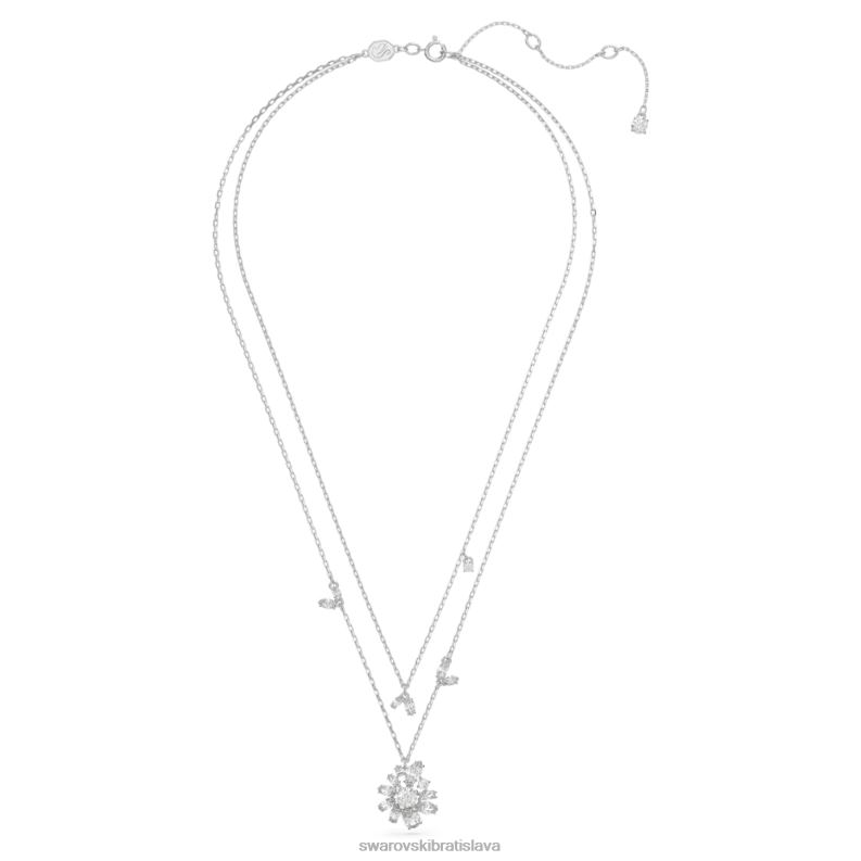 gema vrstvený náhrdelník zmiešané rezy, kvet, biela, rhodiované B8ZNT39 Swarovski šperky - Image 3
