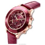 hodinky octea lux chrono švajčiarska výroba, kožený remienok, červený povrch v ružovom zlate B8ZNT1195 Swarovski príslušenstvo - Image 5