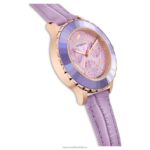 hodinky octea lux chrono švajčiarska výroba, kožený remienok, fialová, povrchová úprava v ružovom zlate B8ZNT1157 Swarovski príslušenstvo - Image 6