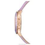 hodinky octea lux chrono švajčiarska výroba, kožený remienok, fialová, povrchová úprava v ružovom zlate B8ZNT1157 Swarovski príslušenstvo - Image 7