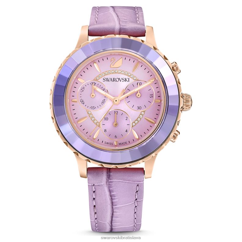 hodinky_octea_lux_chrono_svajciarska_vyroba_kozeny_remienok_fialova_povrchova_uprava_v_ruzovom_zlate_b8znt1157_swarovski_prislusenstvo.jpg hodinky octea lux chrono švajčiarska výroba, kožený remienok, fialová, povrchová úprava v ružovom zlate B8ZNT1157 Swarovski príslušenstvo - Image 1