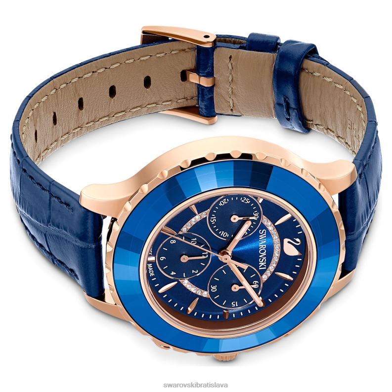 hodinky octea lux chrono švajčiarska výroba, kožený remienok, modrá, povrchová úprava ružové zlato B8ZNT1164 Swarovski príslušenstvo - Image 4